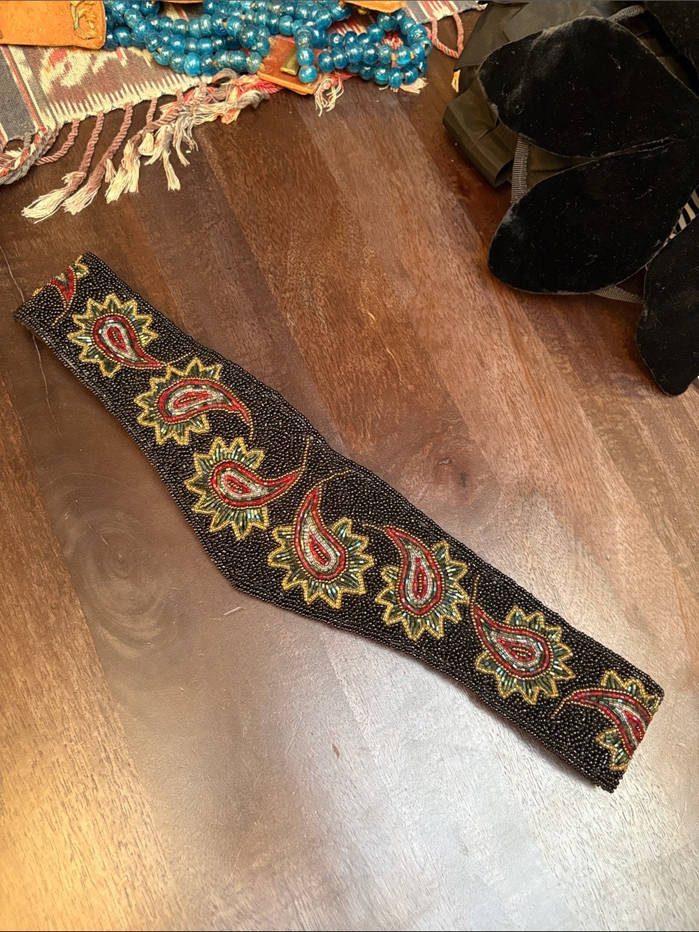 Vintage Beaded Paisley Waist Belt